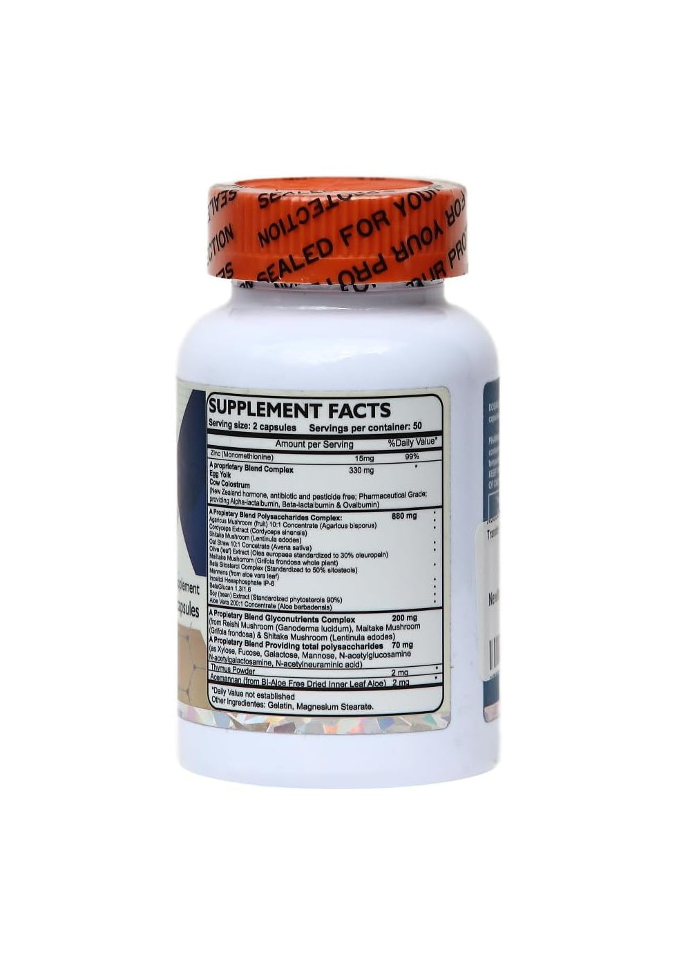 Dislafarm Transfer Factor Enhanced, 100 Natural Capsules, Immune Support - Transfer Factor from Cow Colostrum, Egg Yolk & Special Blend of Mushrooms